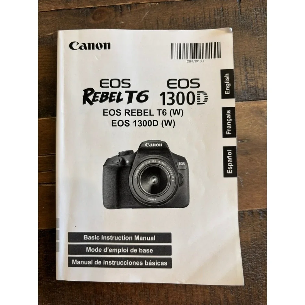 Canon EOS Rebel T6 1300D Instruction Manual OS White Good Multilingual Guide